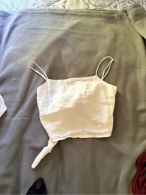 H&M White Linen Tie-Detail Cami